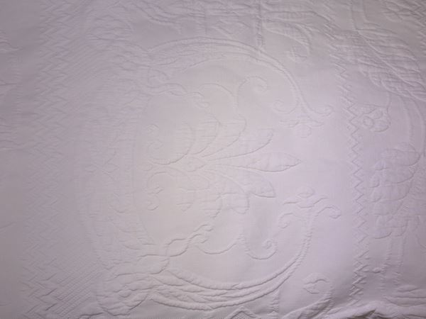 White piquet cotton bedspread
