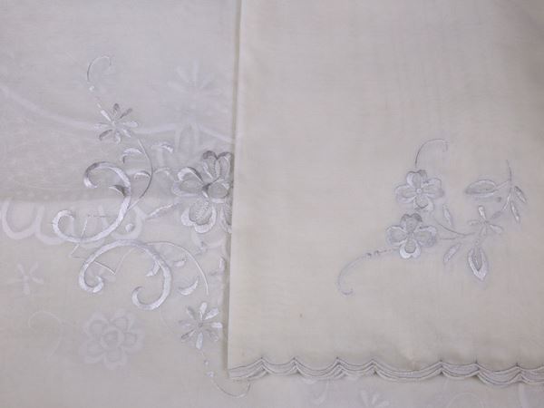 Ivory oval organza tablecloth