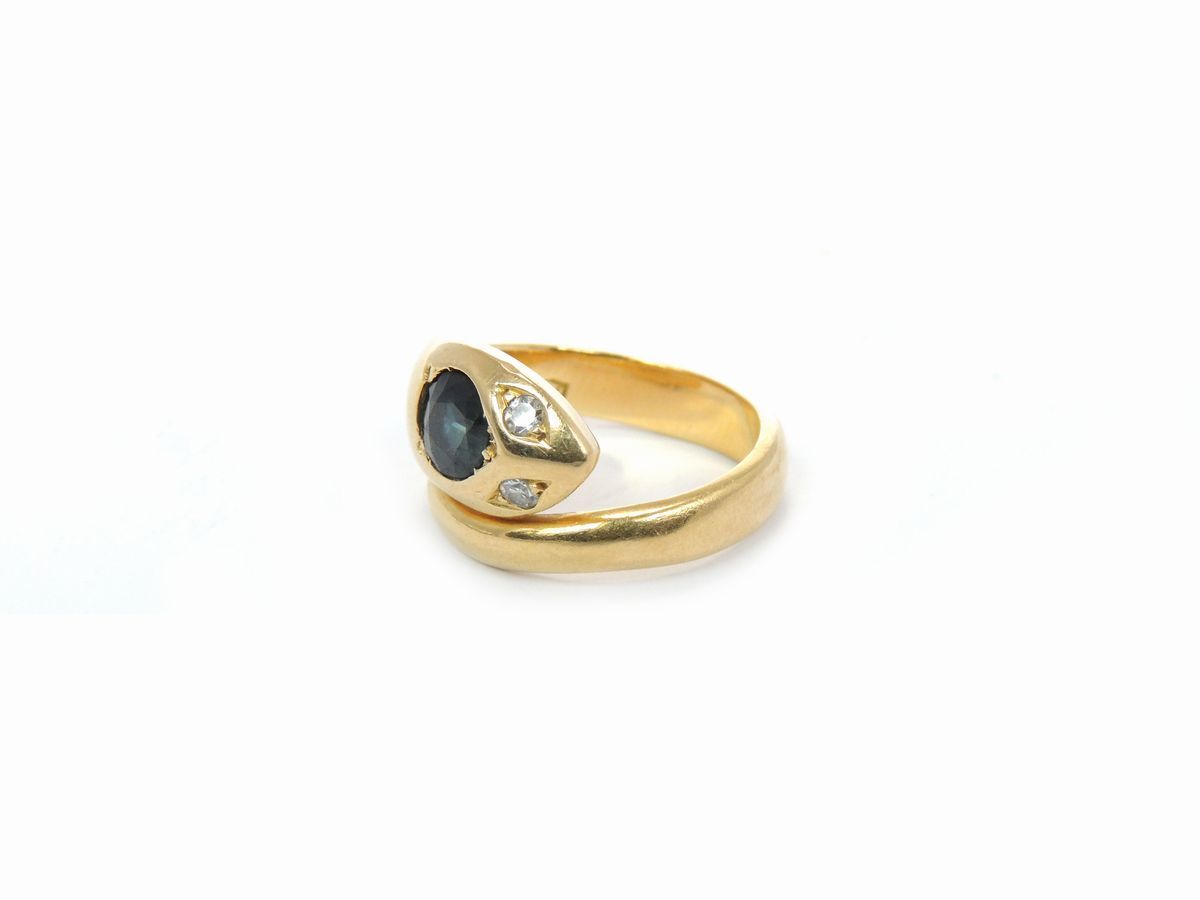 Anello Animalier in Oro Giallo con Diamanti e Zaffiri