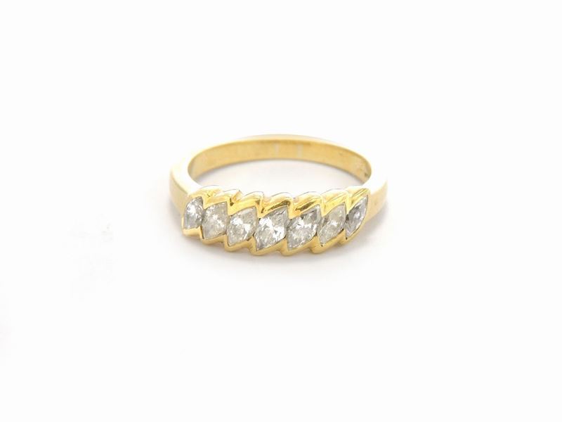 Anello Rivière in Oro Giallo con Dimanti