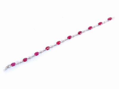 Bracciale Tennis in Oro Bianco con Diamanti e Rubini