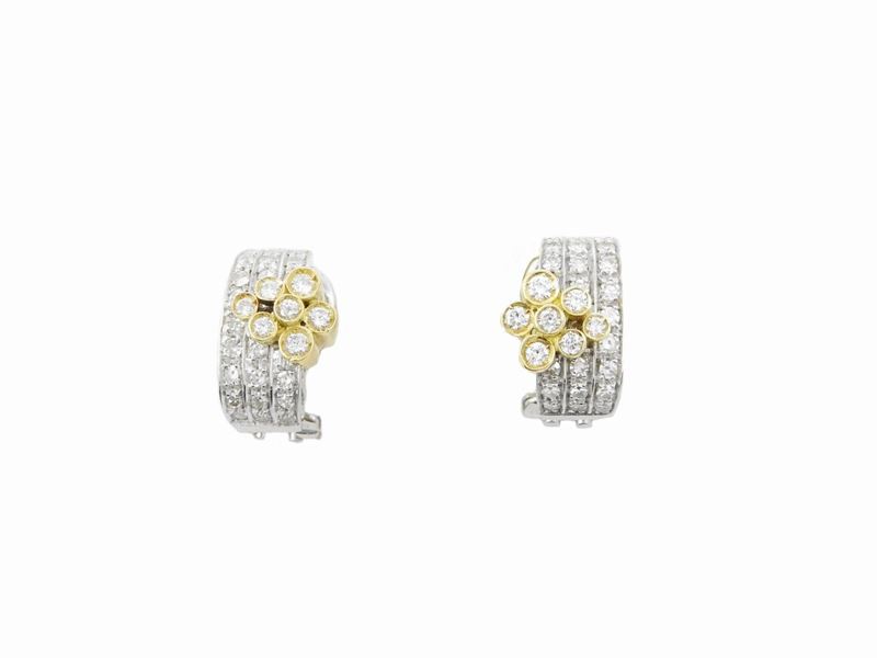 Orecchini in Oro Bianco e Giallo con Diamanti