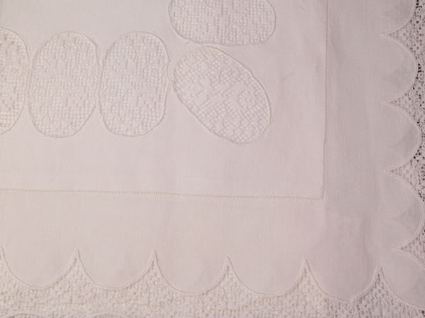White linen double bed sheet set, florentine manufacture