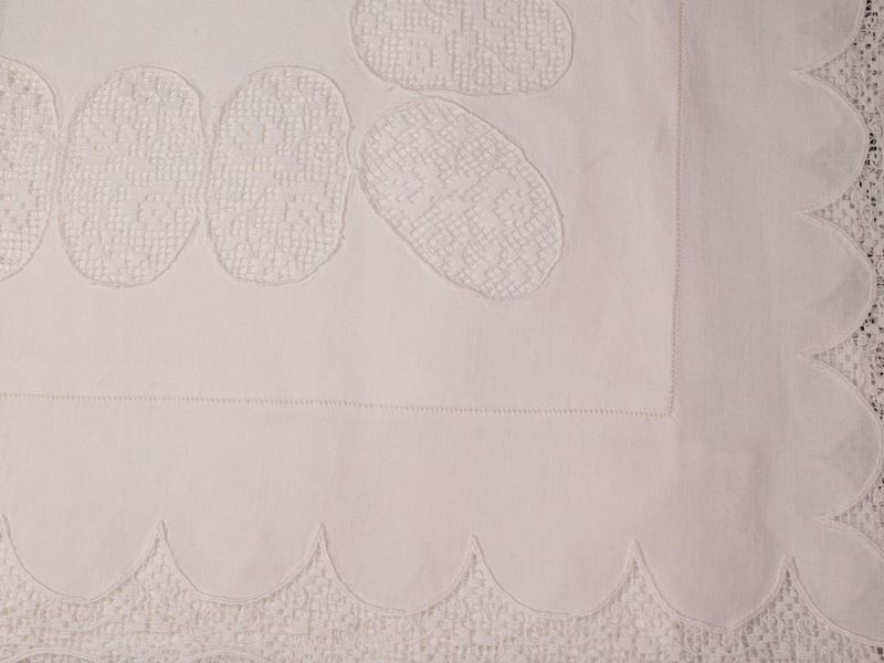 Parure Matrimoniale in Puro Lino Bianco, Artigianato Fiorentino