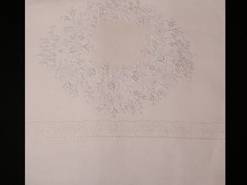 Parure Matrimoniale in Puro Lino Bianco, Artigianato Fiorentino