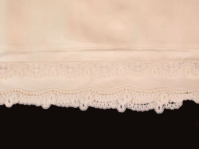 Completo Matrimoniale in Seta Avorio, Artigianato Fiorentino