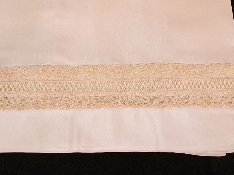 Completo Matrimoniale in Seta Avorio, Artigianato Fiorentino