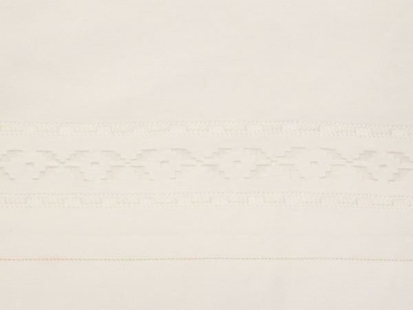 White linen double bed sheet set, florentine manufacture