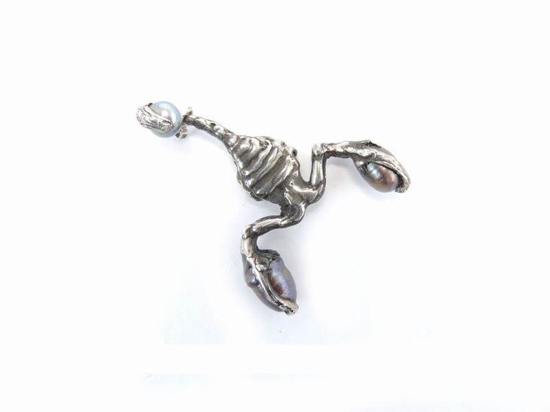 Pendente Animalier Arlo Haisek in Argento 925/1000 con Perle Coltivate