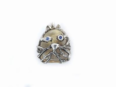 Pendente Animalier Arlo Haisek in Argento 925/1000 con Zaffiri e Quarzo Citrino