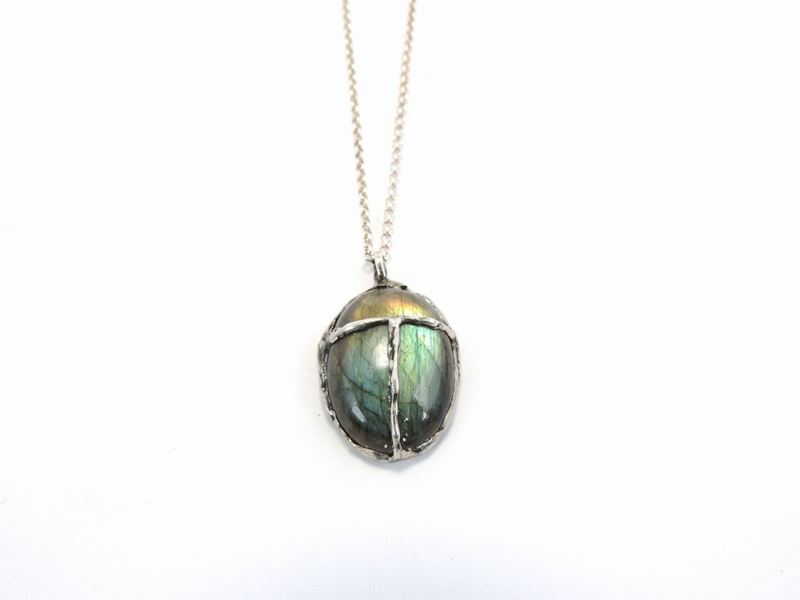 Catenina con Pendente Animalier Arlo Haisek in Argento 925/1000 con Labradorite