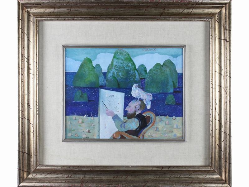 Antonio Possenti - Pittore in un Paesaggio Marino