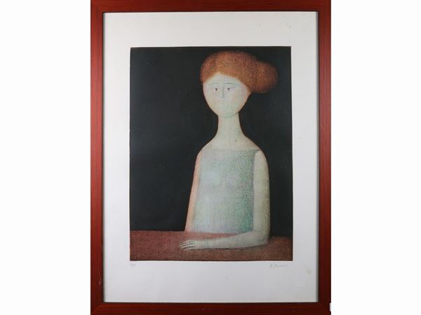 Antonio Bueno : Female portait  ((1918-1984))  - Auction The florentine house of a milanese collector: important glasses, objects of art and contemporary art - Maison Bibelot - Casa d'Aste Firenze - Milano