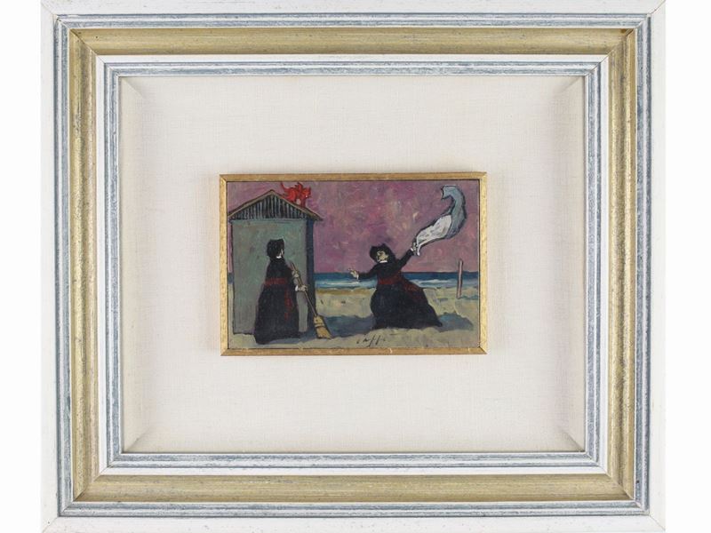 Nino Caffè - Pretini in un Paesaggio Marino 1971