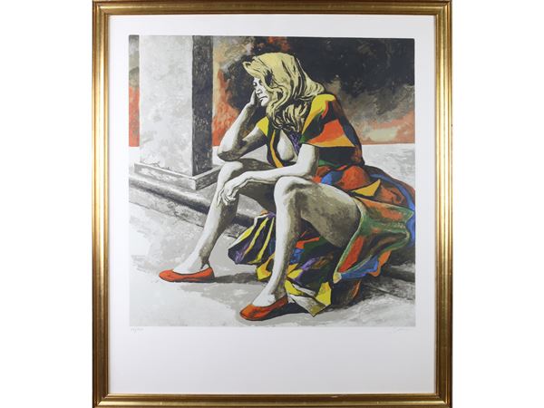 Renato Guttuso : Portrait of Marta Marzotto  ((1911-1987))  - Auction The florentine house of a milanese collector: important glasses, objects of art and contemporary art - Maison Bibelot - Casa d'Aste Firenze - Milano