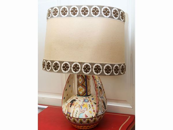 A galzed terracotta large table lamp