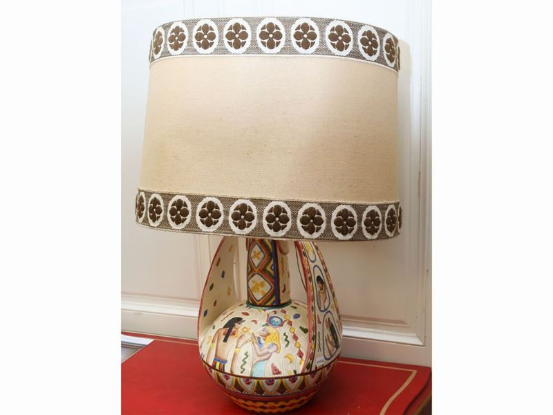 Grande Lume da Tavolo in Terracotta Smaltata
