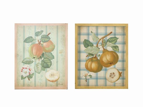 Lot of decorative panels with fruits and landscape