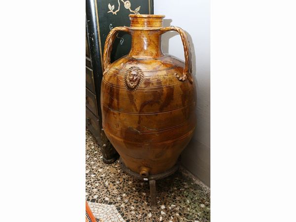 A large glazed terracotta vase