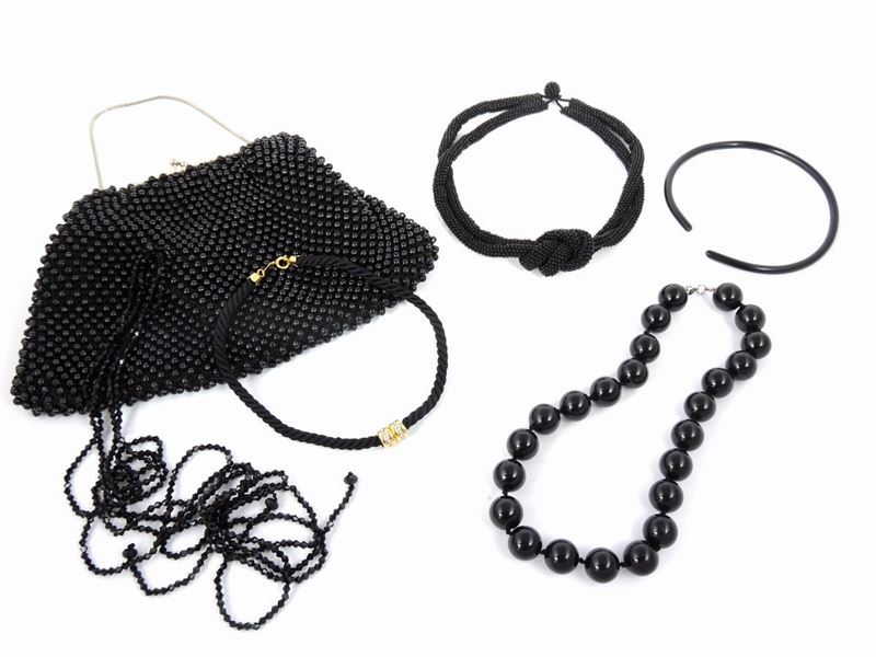 Lotto di Bijoux in Resina e Cristalli Neri