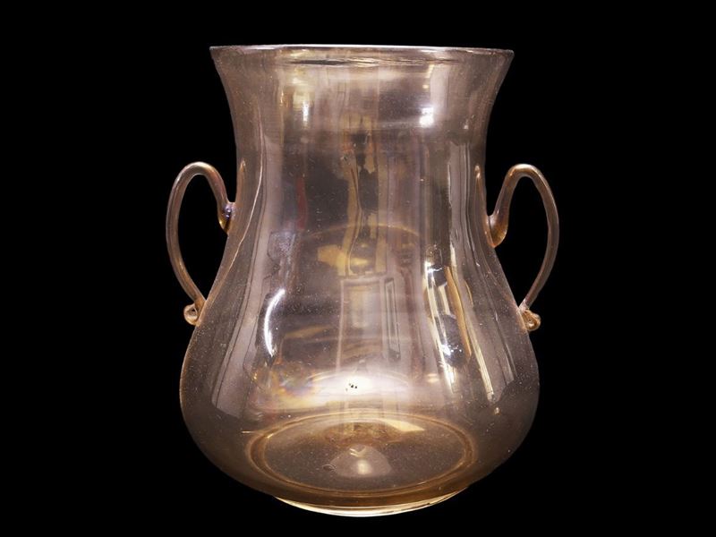 Vaso in Vetro Soffiato Color Giallo Paglierino