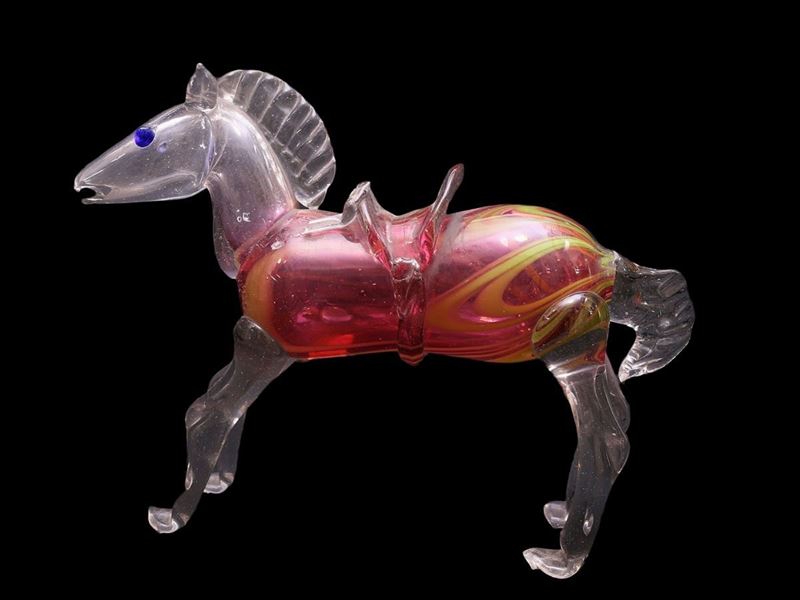 Cavallino in Vetro Soffiato Trasparente