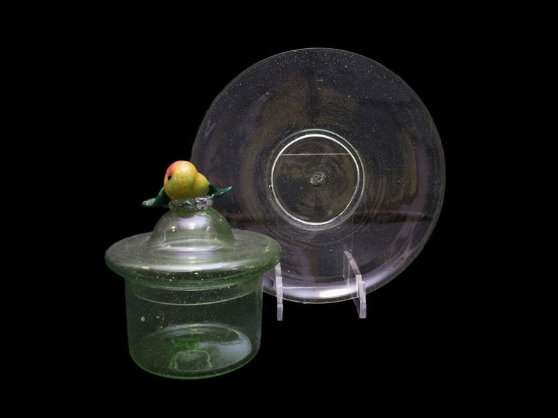 Compostiera e Piatto in Vetro Soffiato Verde Chiaro