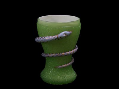 Bicchiere in Vetro Verde e Lattimo