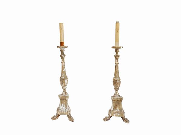 A pair of giltwood torches