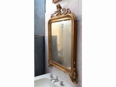 Specchiera con Cornice in Legno e Pastiglia Dorata