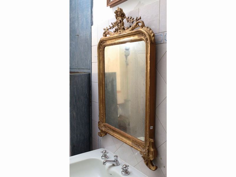 Specchiera con Cornice in Legno e Pastiglia Dorata