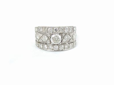 Anello a Fascia in Oro Bianco con Diamanti