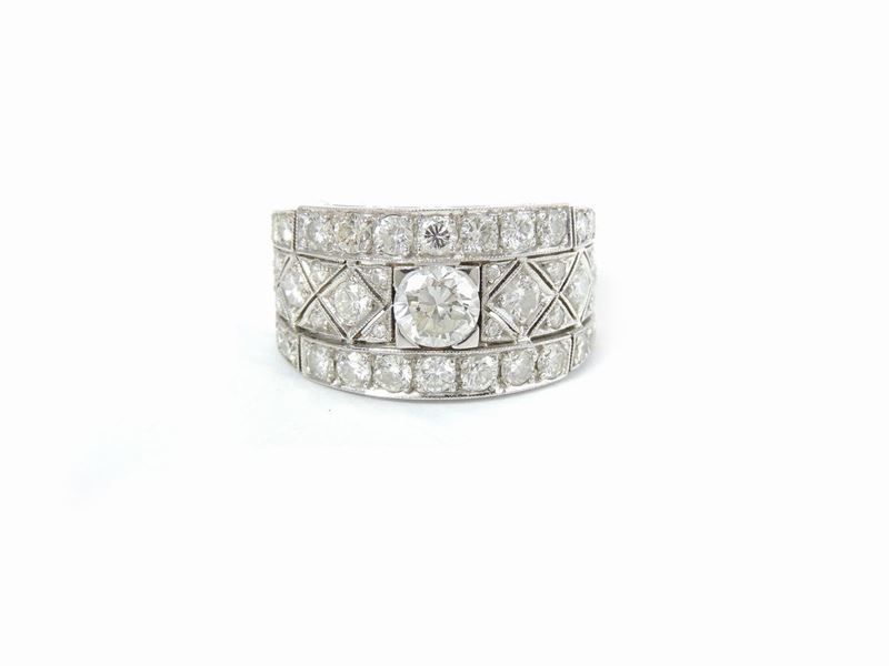 Anello a Fascia in Oro Bianco con Diamanti