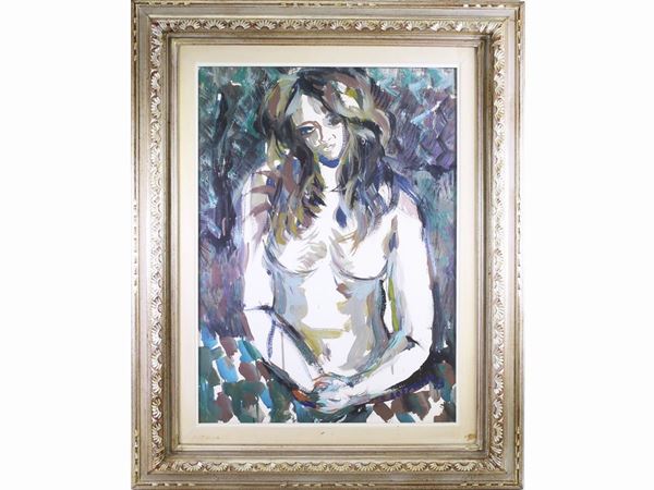 Silvio Loffredo : Female portrait 1973  ((1920-2013))  - Auction Furniture, Paintings and Curiosities from Private Collections - Maison Bibelot - Casa d'Aste Firenze - Milano