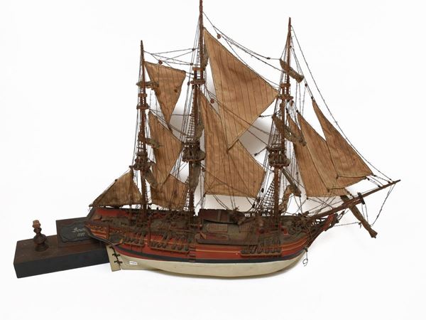 A wooden Bounty saliling ship model
