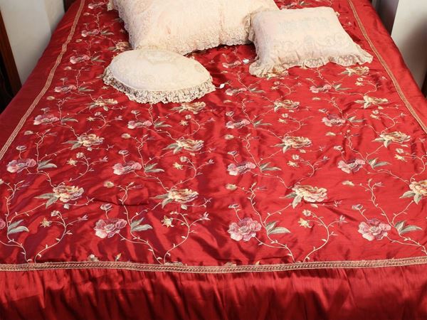 A red bedcover