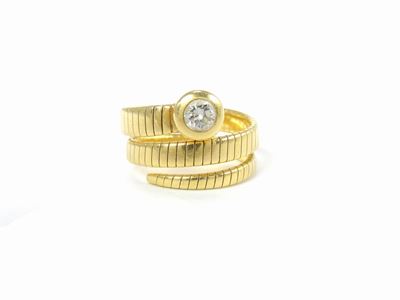 Anello Tubogas in Oro Giallo con Diamante