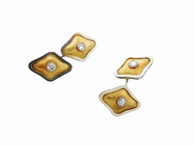 Gemelli in Oro Bianco e Giallo con Diamanti