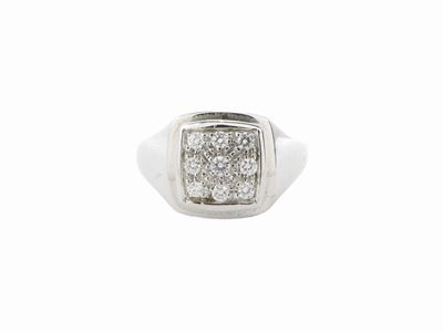 Anello Chevalier in Oro Bianco con Diamanti