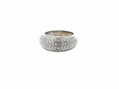 Anello a Fascia Yukiko in Oro Bianco con Diamanti