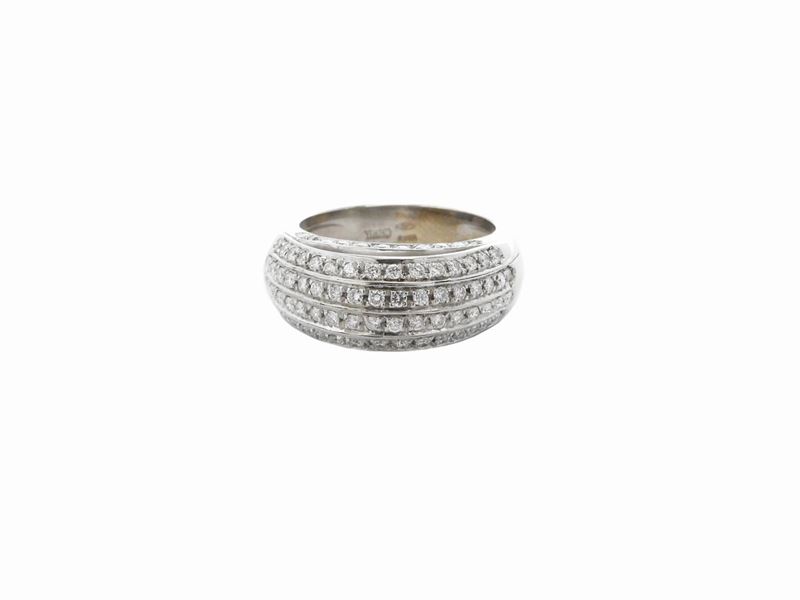 Anello a Fascia Yukiko in Oro Bianco con Diamanti