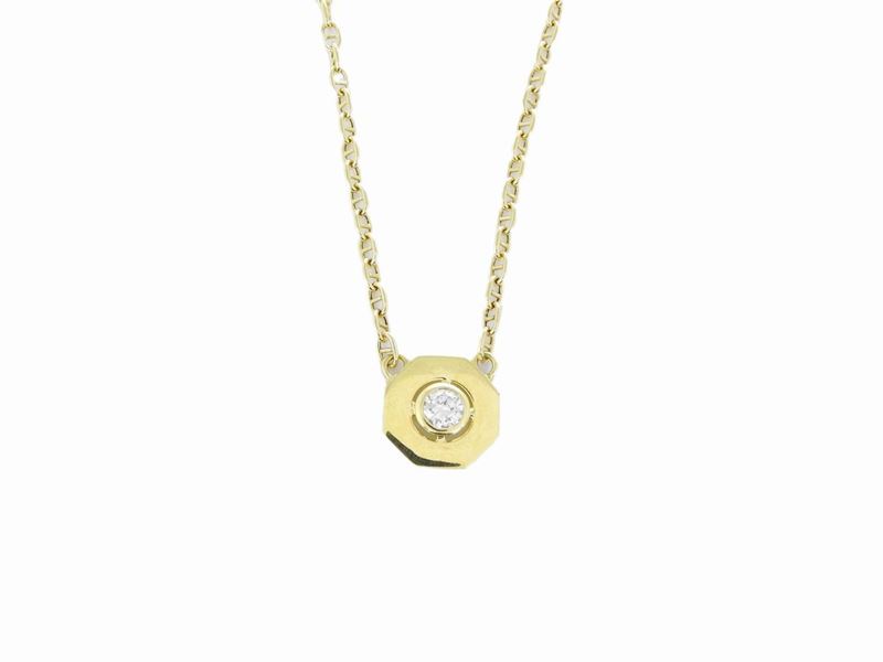 Girocollo in Oro Giallo con Diamante