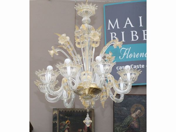 A Murano blown glass chandelier  - Auction Furniture, Paintings and Curiosities from Private Collections - Maison Bibelot - Casa d'Aste Firenze - Milano