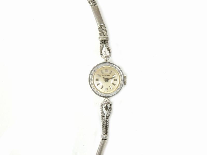 Orologio da Polso per Donna Longines in Oro Bianco 585/1000 e Diamanti con Bracciale in Acciaio