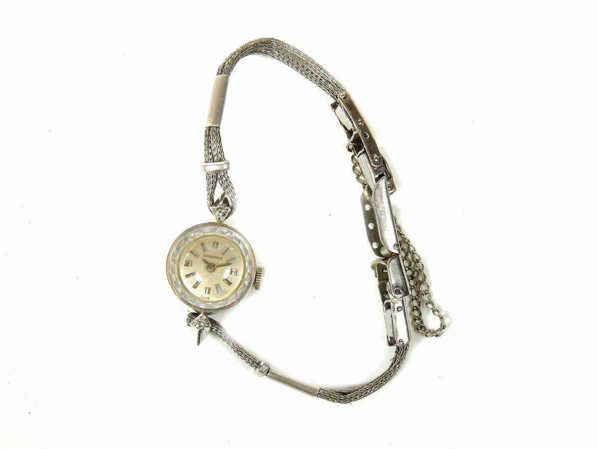 Orologio da Polso per Donna Longines in Oro Bianco 585/1000 e Diamanti con Bracciale in Acciaio