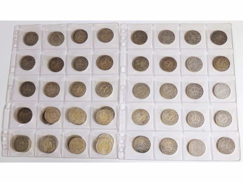 Collezione Completa di 48 Monete Svizzere in Argento