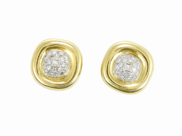 Yellow gold earrings with diamonds  - Auction Important Diamonds and Jewels / A selection of Watches - Maison Bibelot - Casa d'Aste Firenze - Milano