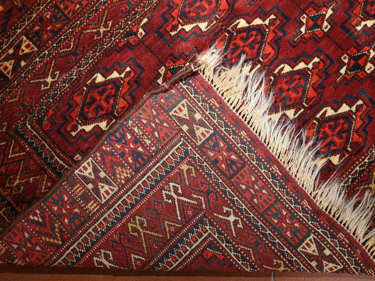 Coppia di Tappeti da Sella Bukhara di Vecchia Manifattura