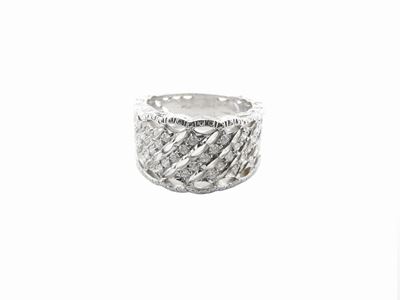Anello a Fascia in Oro Bianco con Diamanti