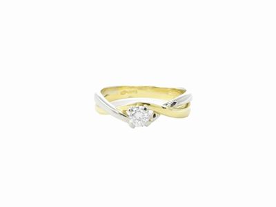 Anello Solitario Salvini in Oro Bianco e Giallo con Diamante